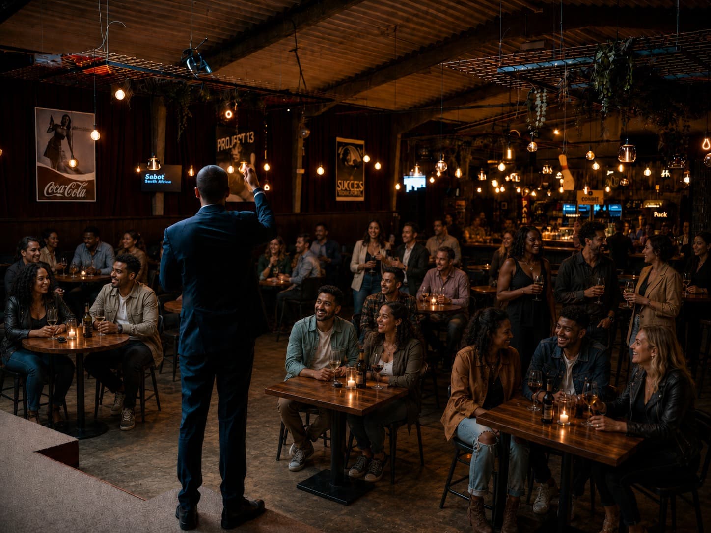 Confident person commanding a room